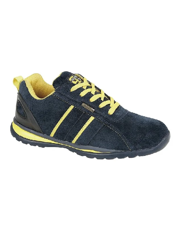 Navy Blue Yellow Suede