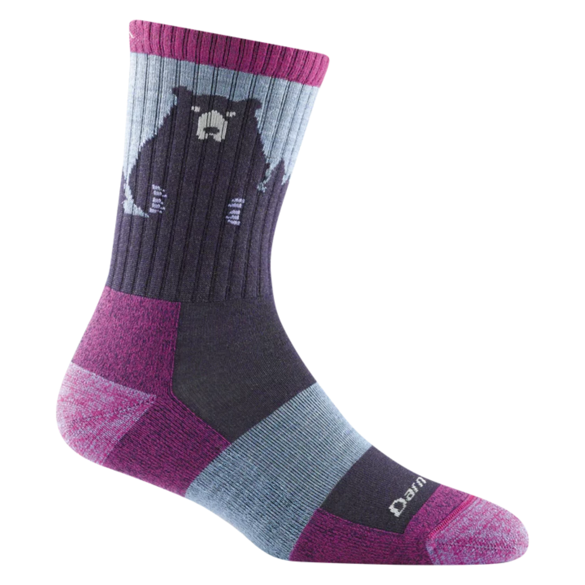 Camping hiking nature thrill-Women's Bear Town Micro Crew Lightweight Hiking Sock - Purple