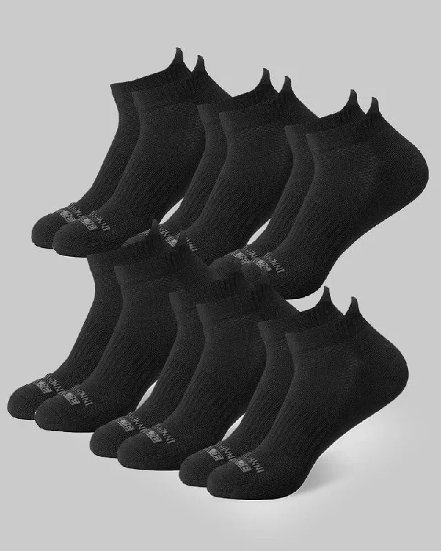 Camping hiking trail stretch-Men's Cool Comfort Ankle Running Sock, 6-Pack - Black