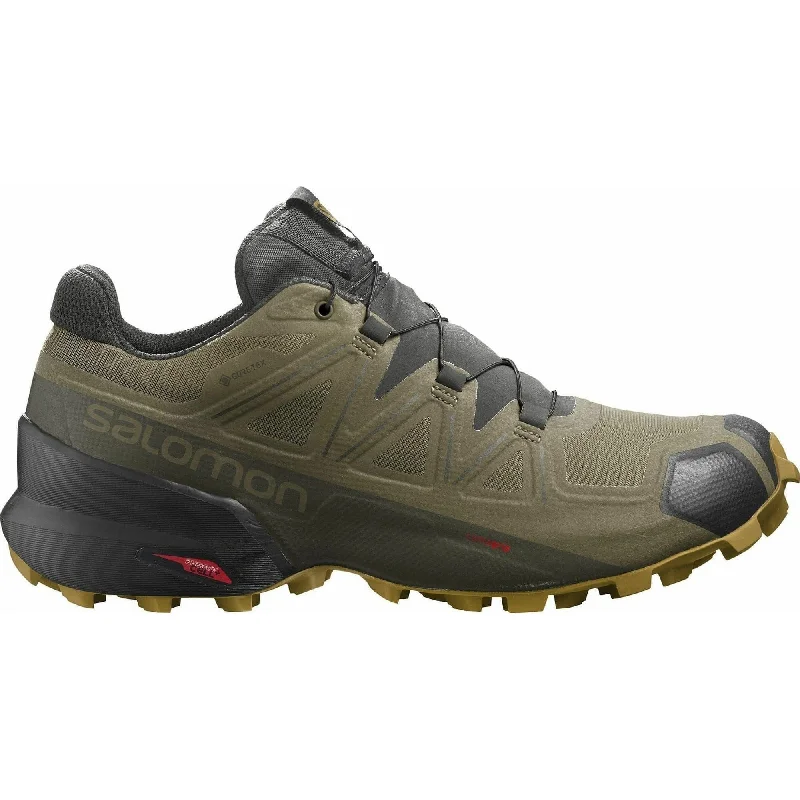 Camping hiking outdoor buzz-Salomon Speedcross 5 GORE-TEX Mens Trail Running Shoes - Green