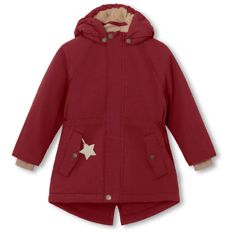 Camping hiking trail shine-Mini A ture Red merlot Vikania Fleece Winter Jacket