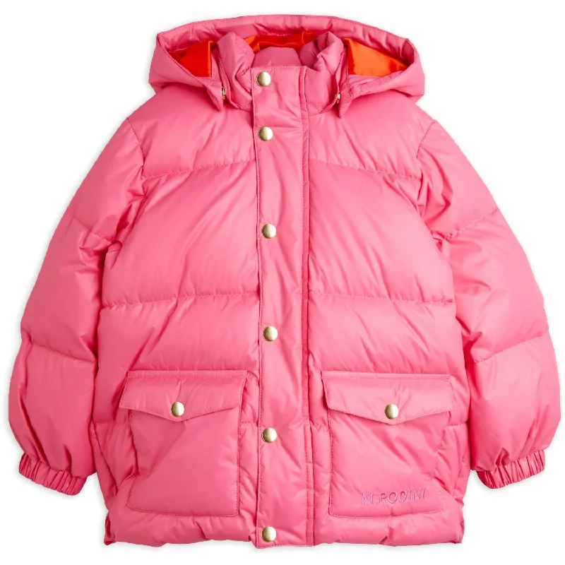 Camping hiking gear shine-Mini Rodini Pink Heavy Hooded Puffer Jacket