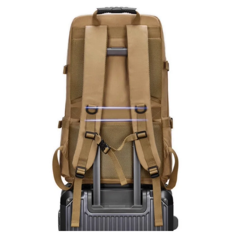 Camping hiking gear rush-Men's canvas bag extra large backpack with large capacity for travel boarding, overseas travel, working, outdoor hiking backpack