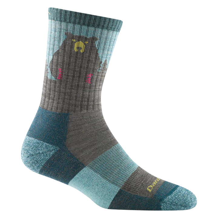 Camping hiking trail glow-Women's Bear Town Micro Crew Lightweight Hiking Sock - Aqua