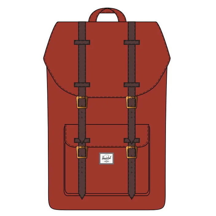 Camping hiking gear worth-Herschel Supply Co. Little America Mid Modern and Iconic Backpack, Ketchup - 10014-04977