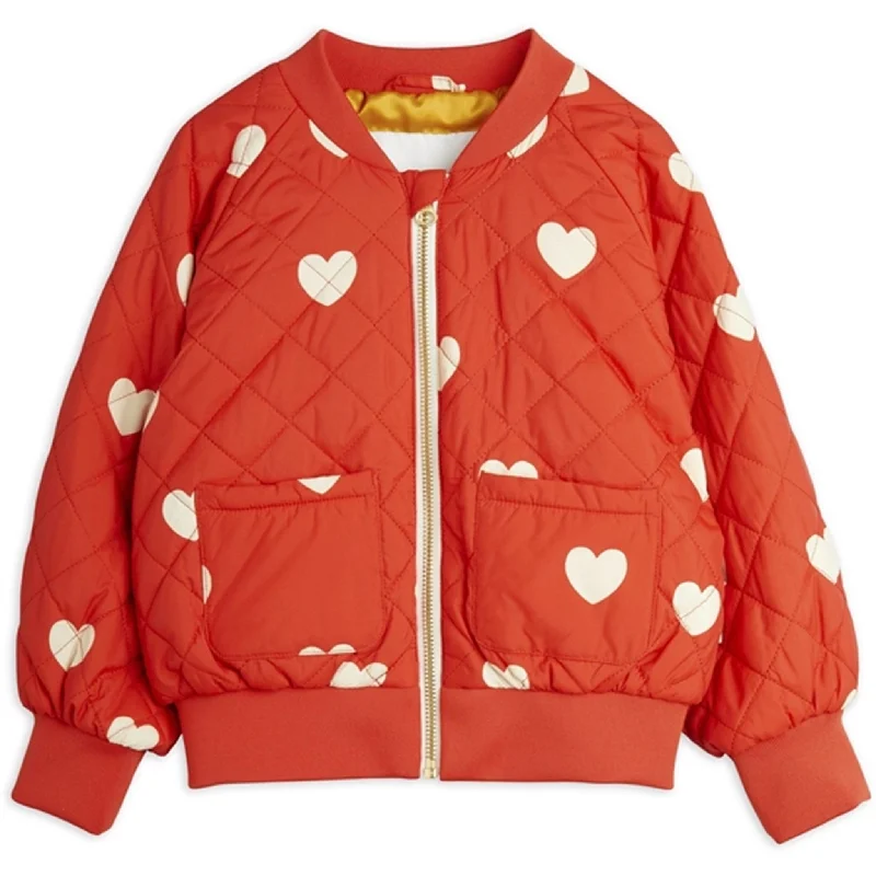 Camping hiking trail range-Mini Rodini Hearts Aop Baseball Jacket Red