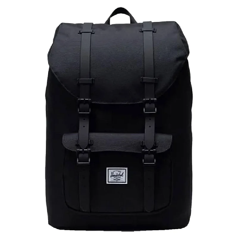 Camping hiking gear glow-Herschel Unisex Black/Black Rubber One Size Little America Mid-Volume Backpack - 10020-02093-OS