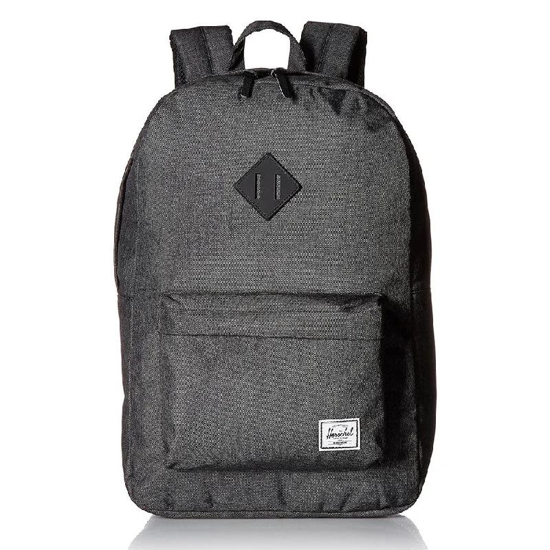 Camping hiking gear vibe-Herschel Unisex Black Crosshatch/Black Rubber Classic 21.5L Heritage Backpack - 10007-02093-OS