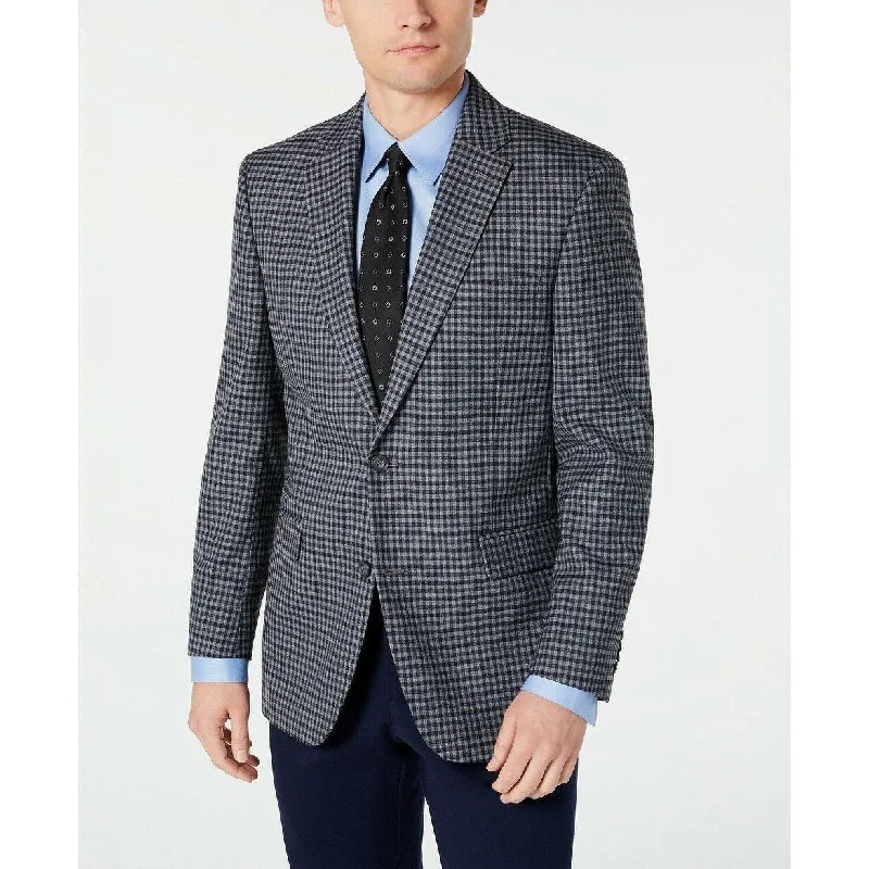 Camping hiking outdoor beat-Tommy Hilfiger Men's THFlex Stretch Check Sport Coat Gray Size 44 Short