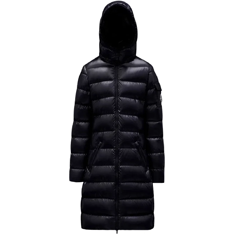 Camping hiking trail site-Moncler Navy Moka Long Coat