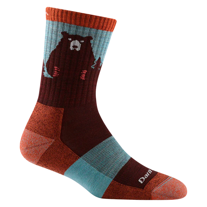 Camping hiking gear boosts-Women's Bear Town Micro Crew Lightweight Hiking Sock - Burgundy