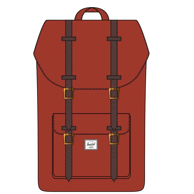 Camping hiking trail overlooks-Herschel Supply Co. Little America Mid Modern and Iconic Backpack, Ketchup - 10020-04977