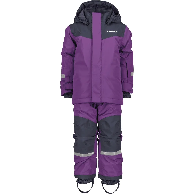 Camping hiking trail stitch-Didriksons Royal Purple Skare Kids Set