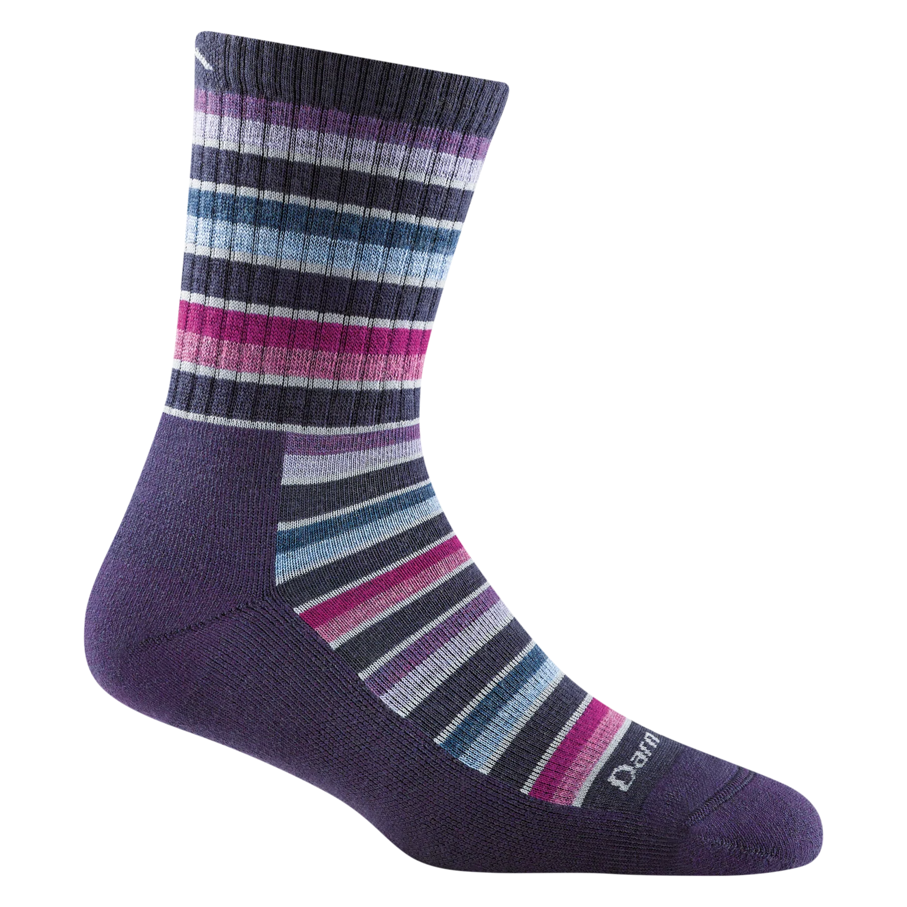 Camping hiking trail draft-Women's Decade Stripe Micro Crew Midweight Hiking Sock - Blackberry