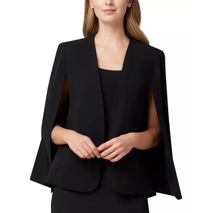 Camping hiking trail pop-Tahari ASL Women's Crepe Cape Jacket Black Size 6