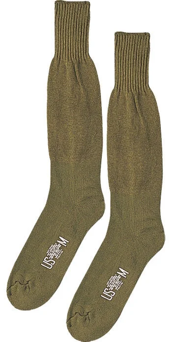 Camping hiking trail stillness-Olive Drab - Military GI Style Cushion Sole Socks Pair - USA Made