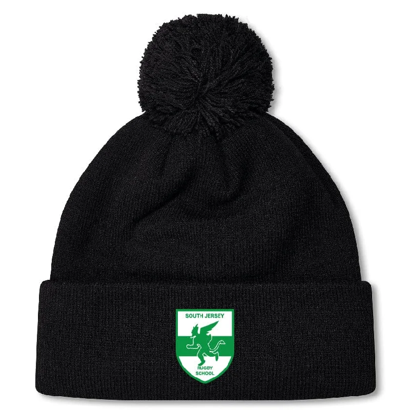 Camping hiking trail yarns-South Jersey Rugby School Pom Pom Beanie by Canterbury