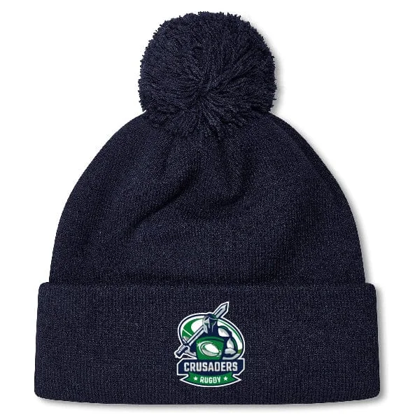 Camping hiking trail stretch-Naperville Crusaders Pom Pom Beanie by Canterbury