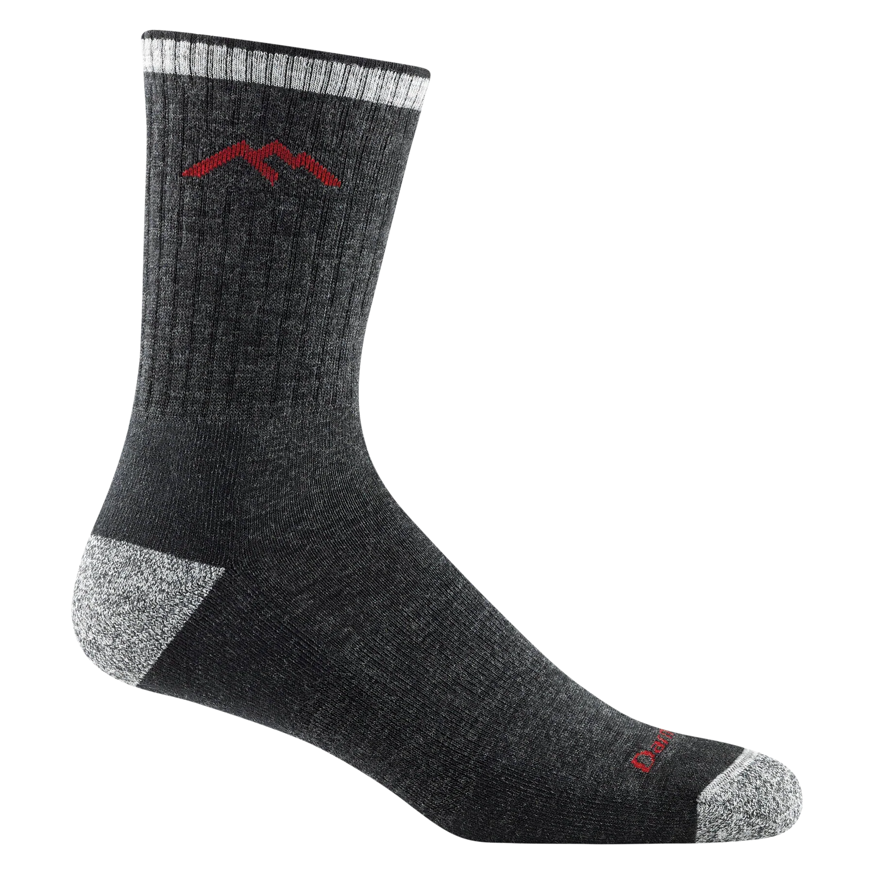 Camping hiking trail leap-Men's Hiker Micro Crew Midweight Hiking Sock - Black