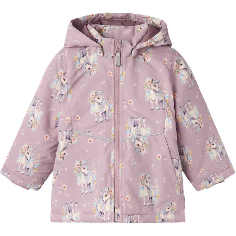 Camping hiking trail bursts-Name It Mauve Shadows Unicorn Maxi Jacket AOP