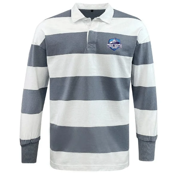 Camping hiking trail wind-True South Rugby Union Classic Long Sleeve Hooped Rugby Jersey