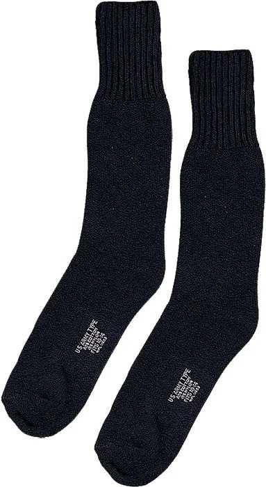 Camping hiking trail belief-Black - Military GI Style Heavyweight Cold Weather Thermal Boot Socks Pair - USA Made