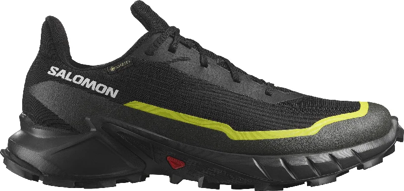 Camping hiking trail puff-Salomon Alphacross 5 GORE-TEX Mens Trail Running Shoes - Black