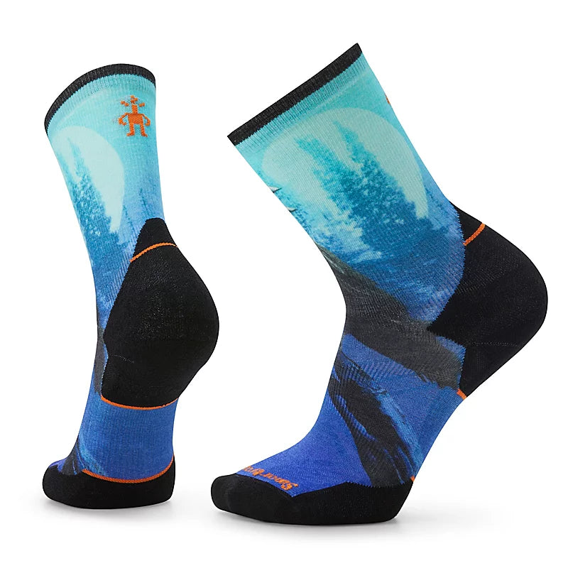 Camping hiking trail tracks-Smartwool Athlete Edition Run Raven Print Crew Socks