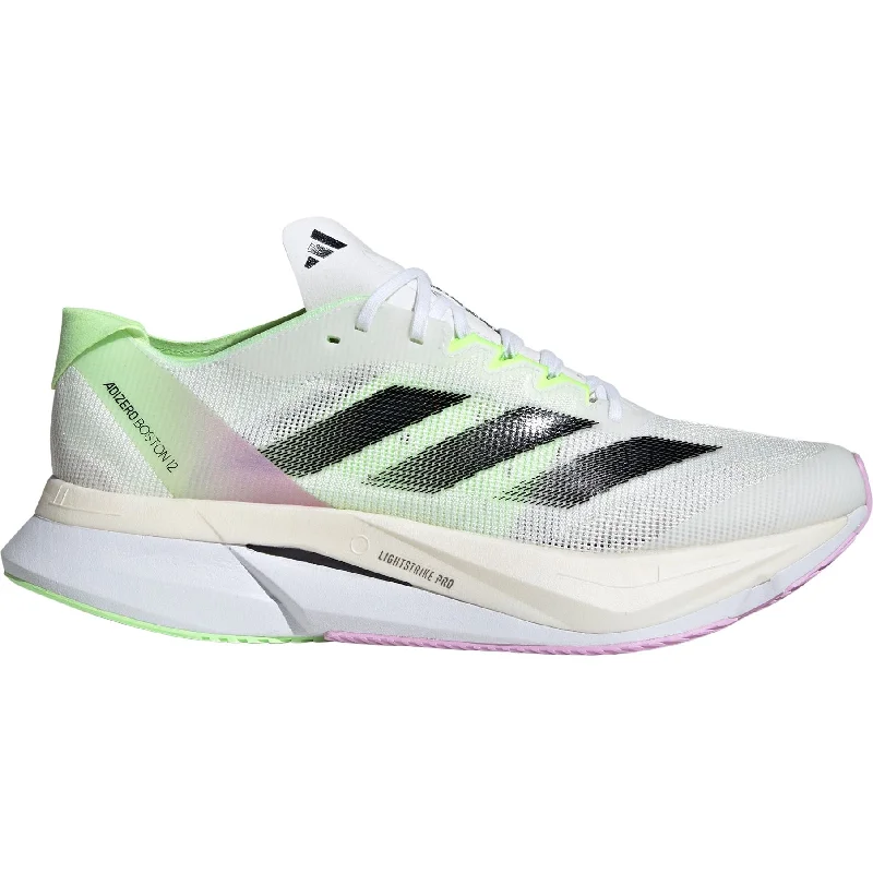 Camping hiking trail trim-adidas Adizero Boston 12 Mens Running Shoes - White