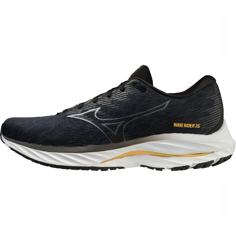 Camping hiking trail blaze-Mizuno Wave Rider 26 WIDE FIT (2E) Mens Running Shoes - Black