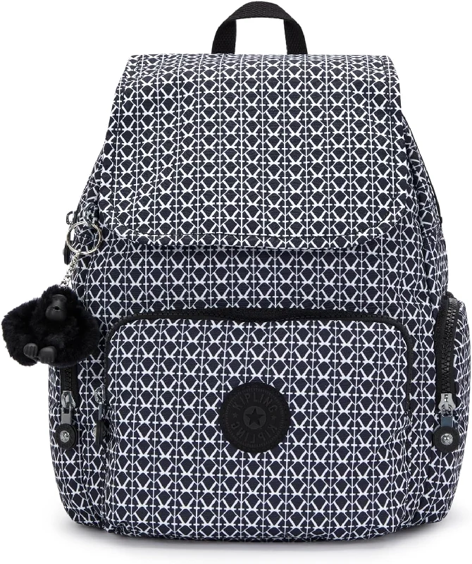 Camping hiking gear vibe-Kipling City Zip Small  Backpack Signature Print