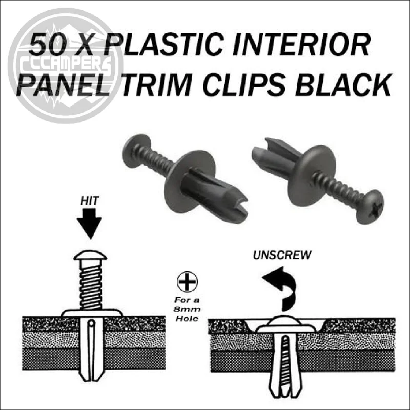 durable camping rain sacks-50 x Plastic Interior Panel Trim Clips black or grey