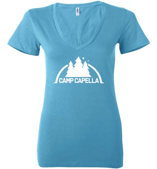 weather-resistant camping sacks-CaPella Deep V Neck T-Shirt