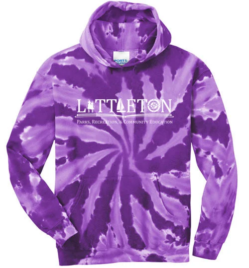 foldable camping sink sacks-Littleton Park & Rec Tie-Dye Hooded Sweatshirt