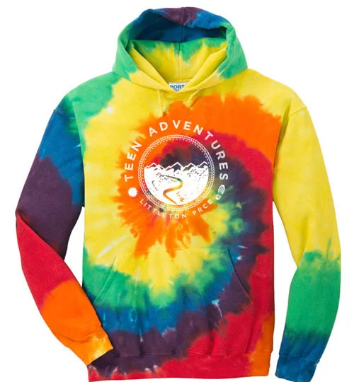 collapsible camping drink sacks-Littleton Tie-Dye Hooded Sweatshirt - Teen Adventures