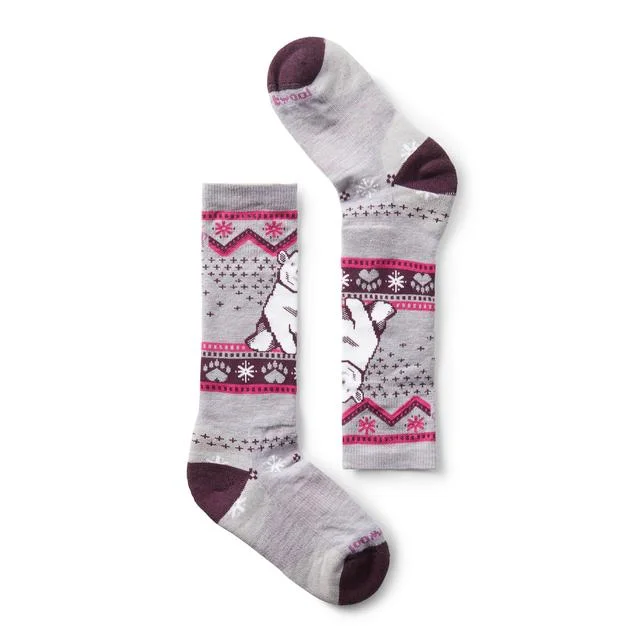 Camping hiking outdoor shine-Kids' Wintersport Polar Bear Pattern Over The Calf Socks