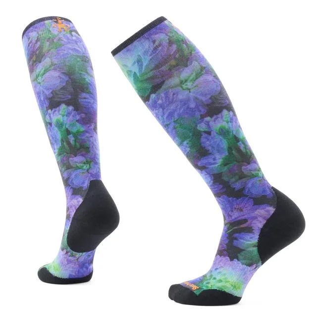 Camping hiking trail steep-Women's Ski Electric Lotus Print Over The Calf Socks