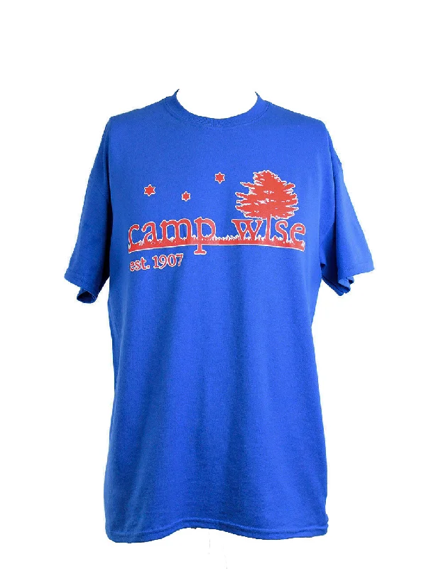 Camping hiking trail swoop-Camp Wise Blue T-Shirt