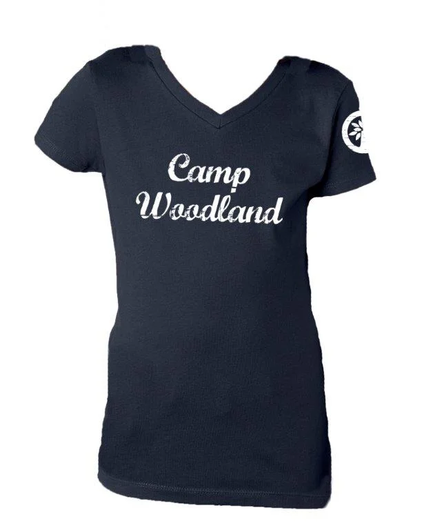 Camping hiking trail steep-Camp Woodland V-Neck Tee