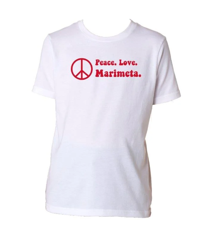 Camping hiking trail hill-Peace. Love. Marimeta. Tee