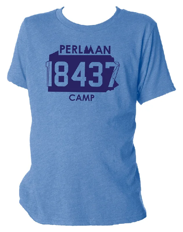 Camping hiking trail valley-Perlman Camp Tri-Blend Zip Code Tee