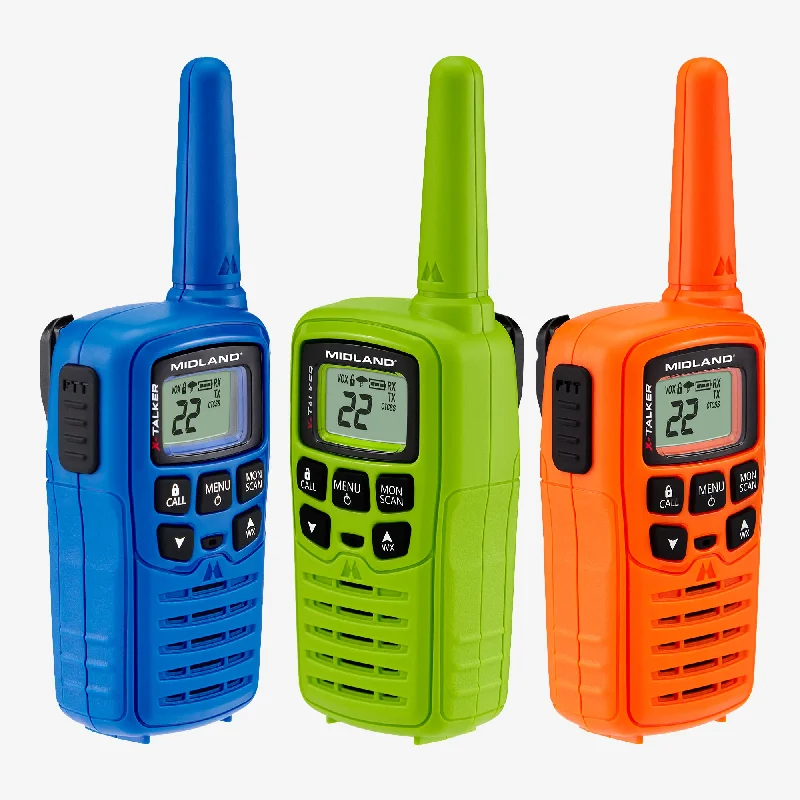 Camping hiking gear wave-T10 X-Talker® FRS Walkie Talkie 3 Pack Multi-Color - T10X3M