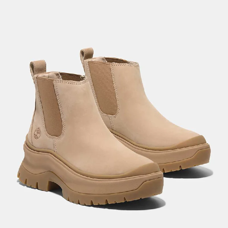 Camping hiking nature wave-Women's Roxie Lane Mid Chelsea Boot - Light Beige Nubuck