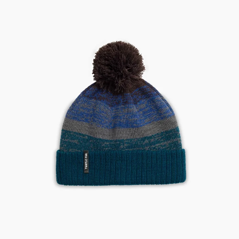 Camping hiking trail smooth-Fade Pom Beanie - Dark Teal