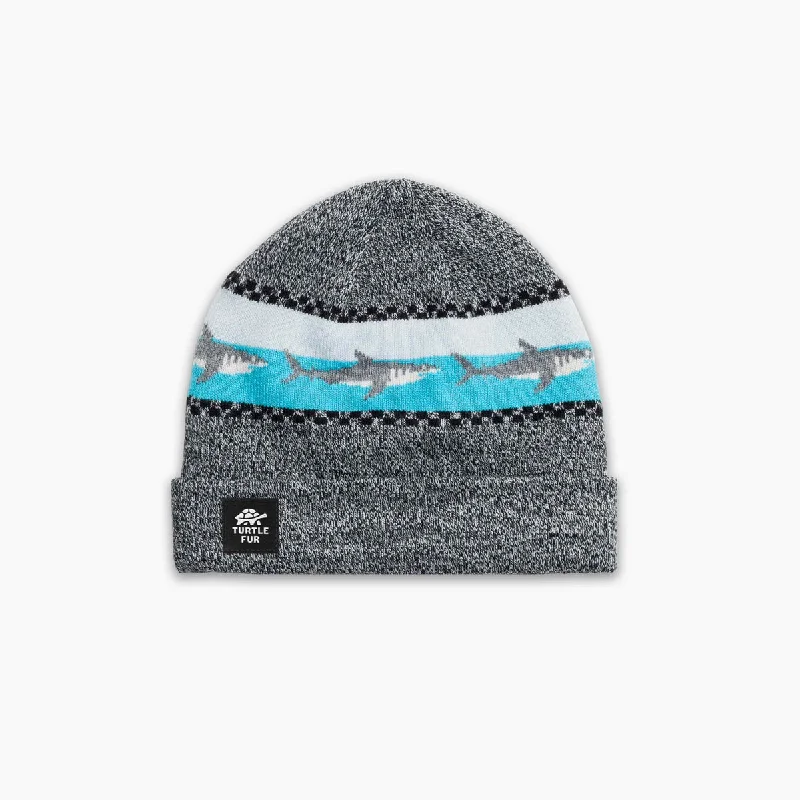 Camping hiking outdoor glow-Kids' Shark Attack Beanie - Gray