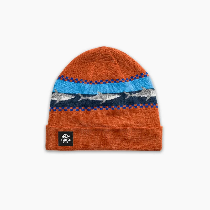 Camping hiking trail soothe-Kids' Shark Attack Beanie - Russet