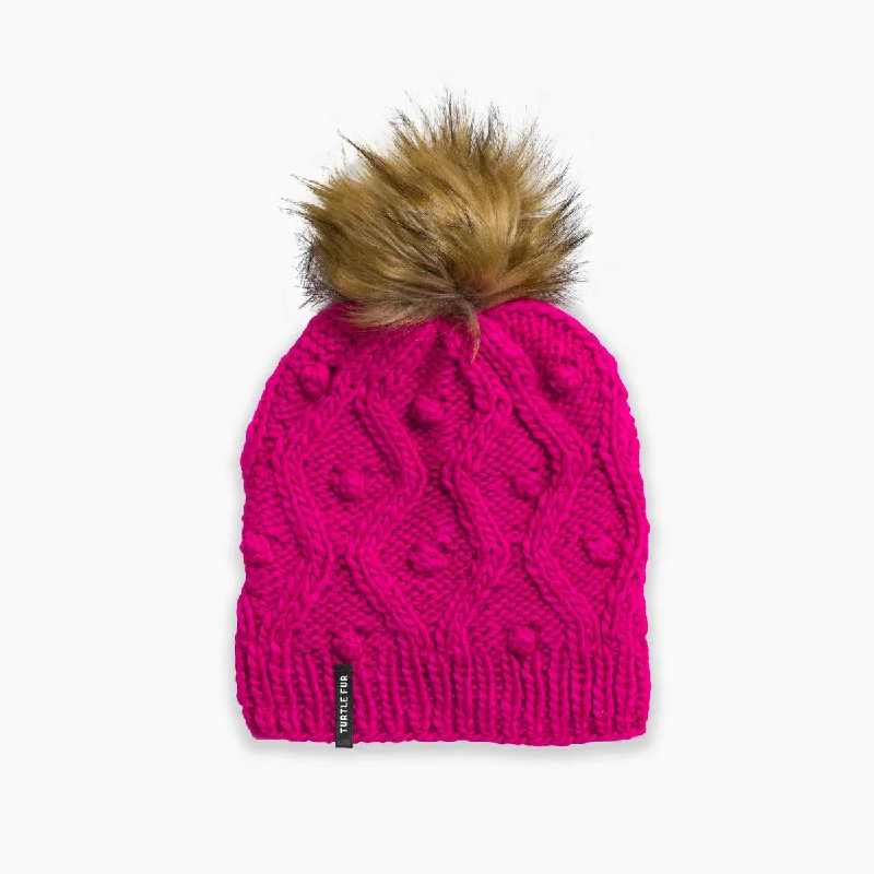 Camping hiking gear lift-Piper Pom Beanie - Fuchsia